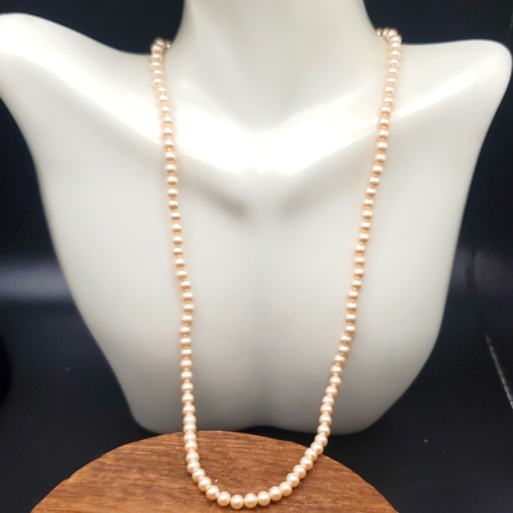 N2704 antique 14k gold pearl necklace